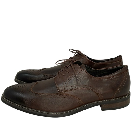 Joseph Abboud Men's Brown Leather Dress Shoes Wingtips Lace Up 14 D Wide - Picture 5 of 11